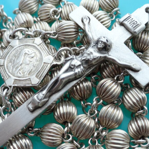 Sterling Silver 24.2 Grams 18 1/2" Rosary - Picture 2 of 4